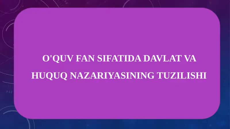 Davlat va huquq nazariyasi