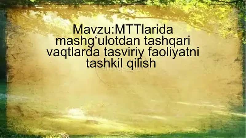 MTTlarida mashg‘ulotdan tashqari vaqtlarda tasviriy faoliyatni tashkil qilish