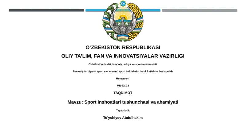 Sport inshootlari tushunchasi va ahamiyati