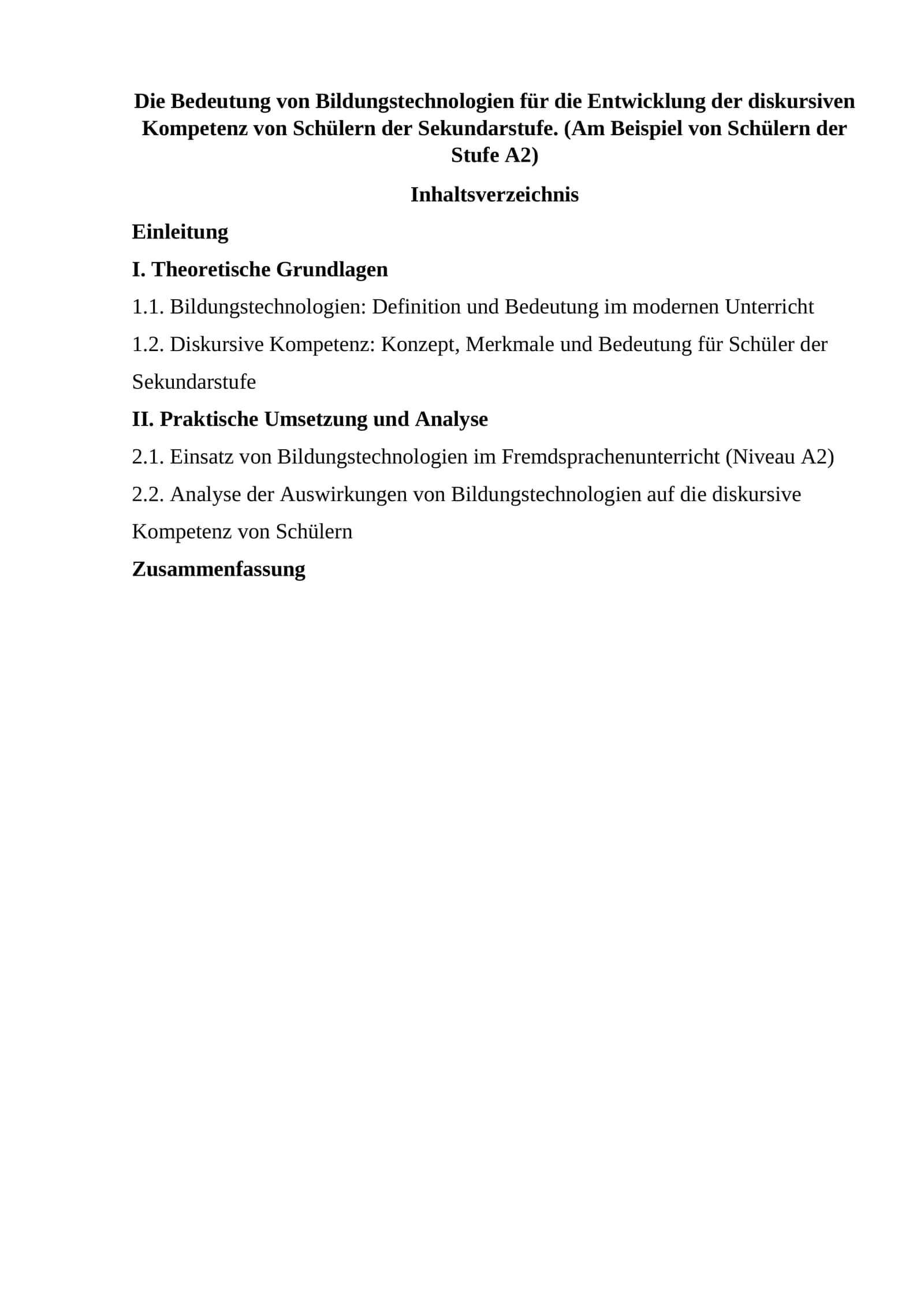 Bedeutung von Bildungstechnologien für die Entwicklung der diskursiven Kompetenz von Schülern der Sekundarstufe. (Am Beispiel von Schülern der Stufe A2)