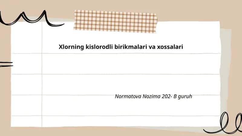 Xlorning kislorodli birikmalari va xossalari