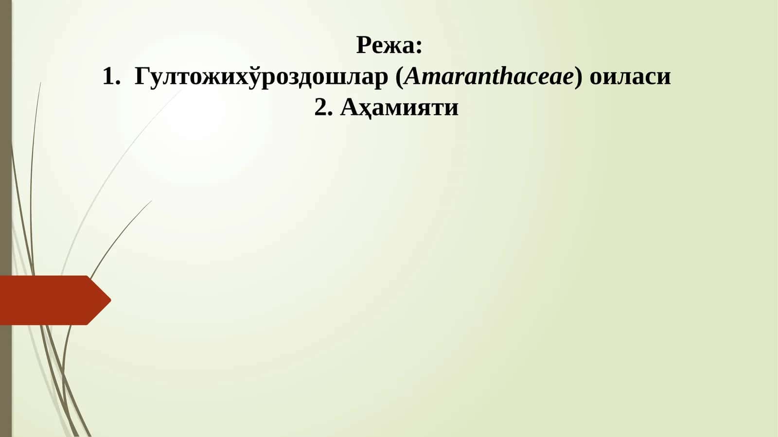 Гултожихўроздошлар (Amaranthaceae)oиласи
