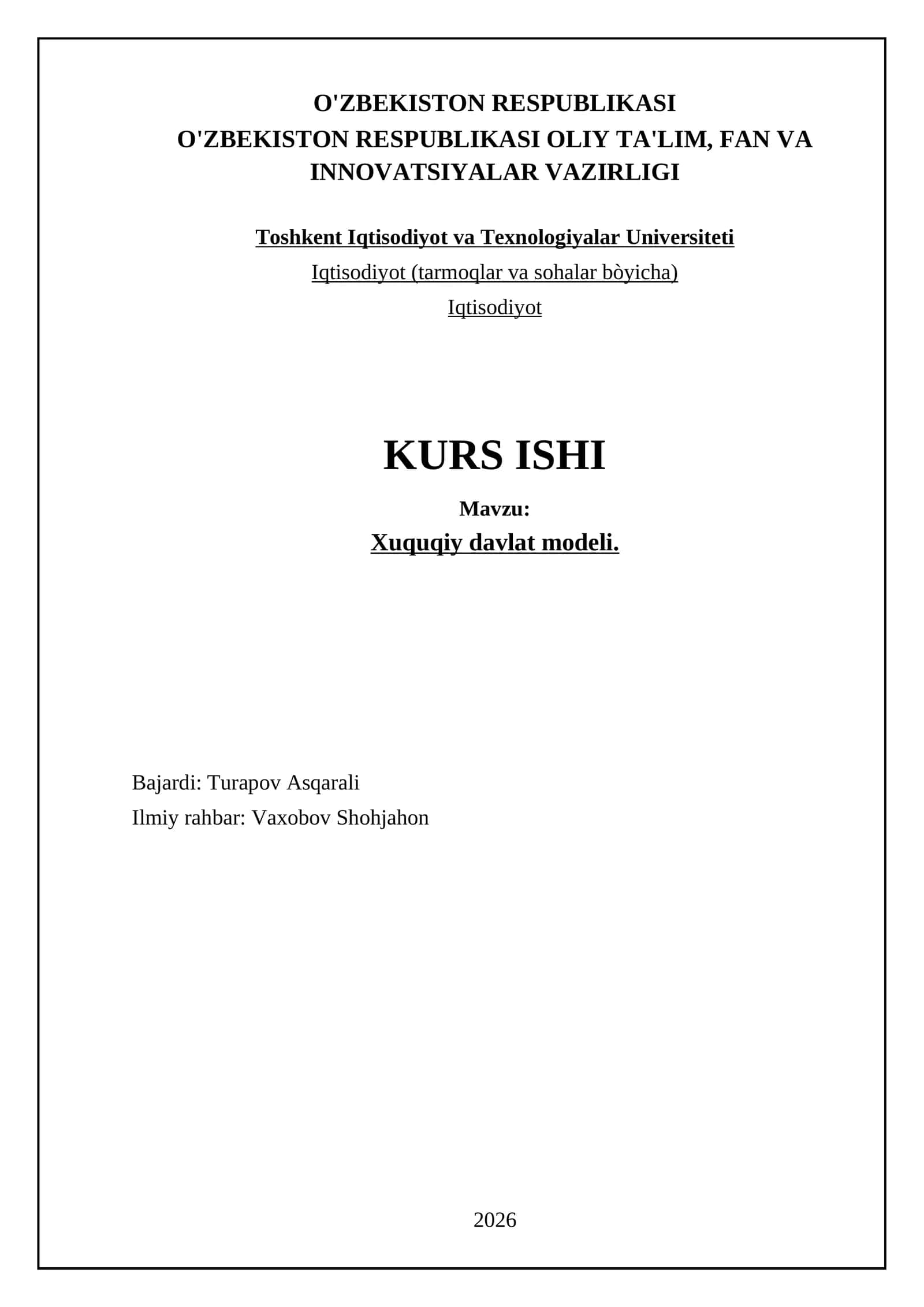 Xuquqiy davlat modeli