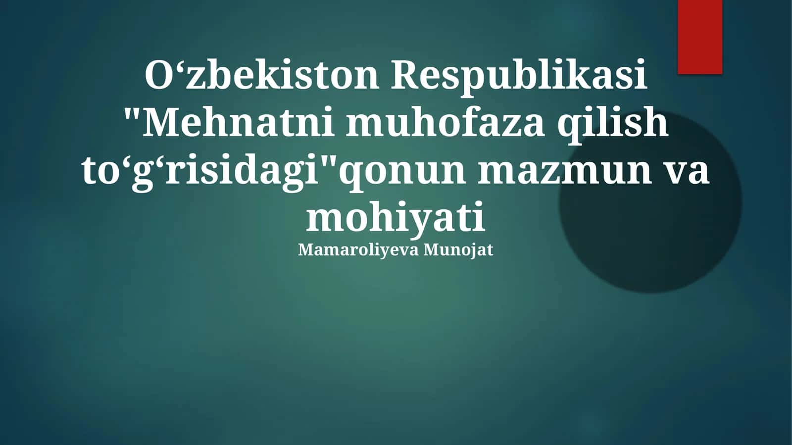 Mehnatni muhofaza qilish to'g'risidagi qonun
