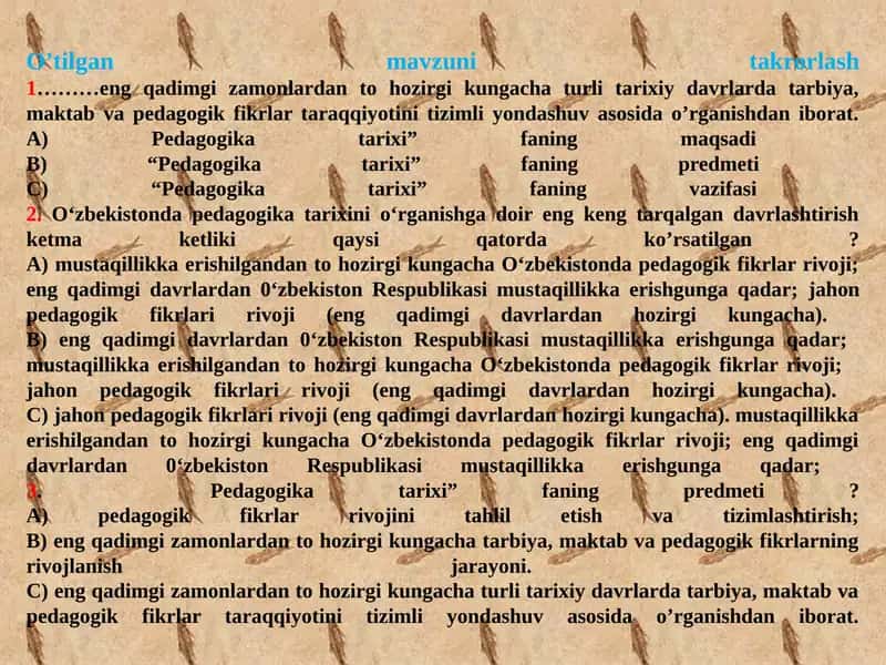 oʻrta osiyoda maktab va pedagogik fikrlar
