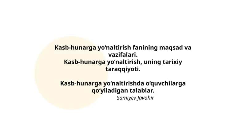 Kasb-hunarga yo‘naltirish fanining maqsad va vazifalari