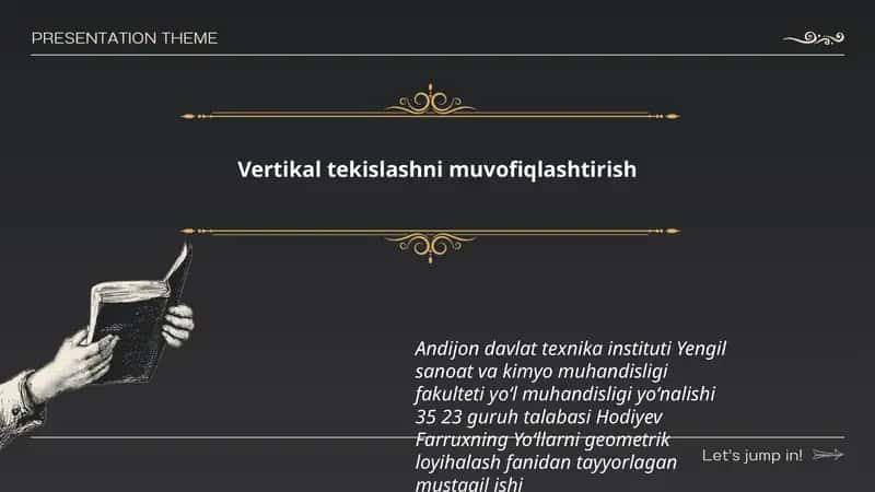 Yoʻllarni geometrik loyihalash fanidan tayyorlagan mustaqil ish