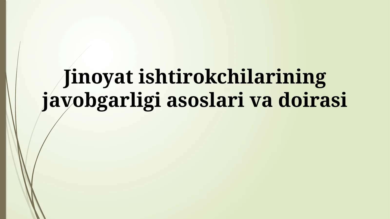 Jinoyat ishtirokchilarining javobgarligi asoslarivadoirasi