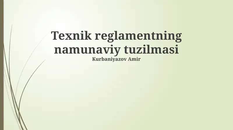 Texnik reglamentning namunaviy tuzilmasi
