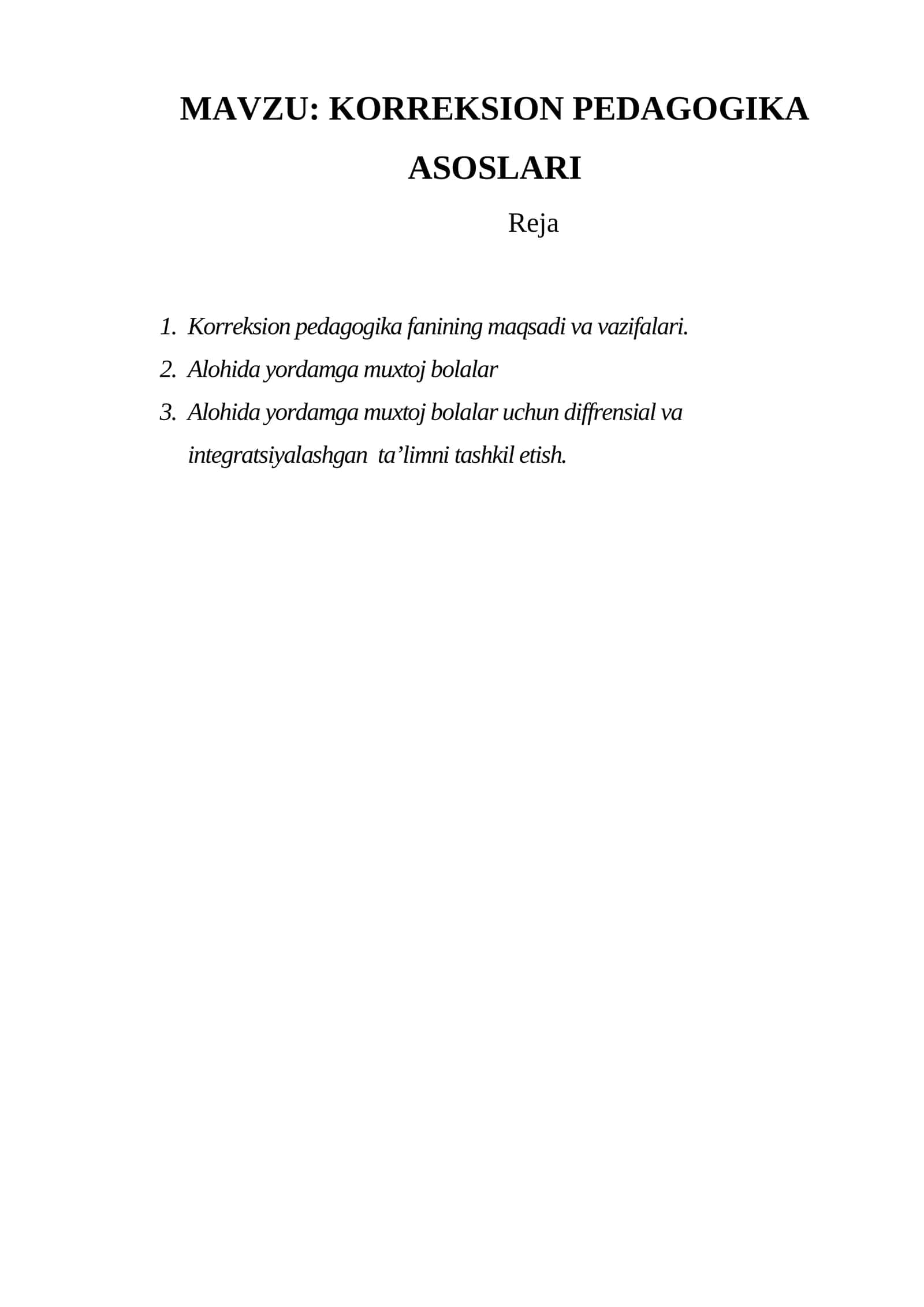 KORREKSION PEDAGOGIKA ASOSLARI