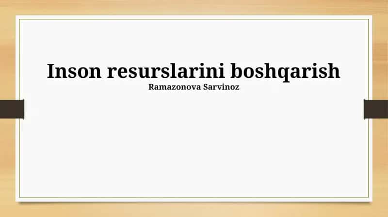 Inson resurslarini boshqarish