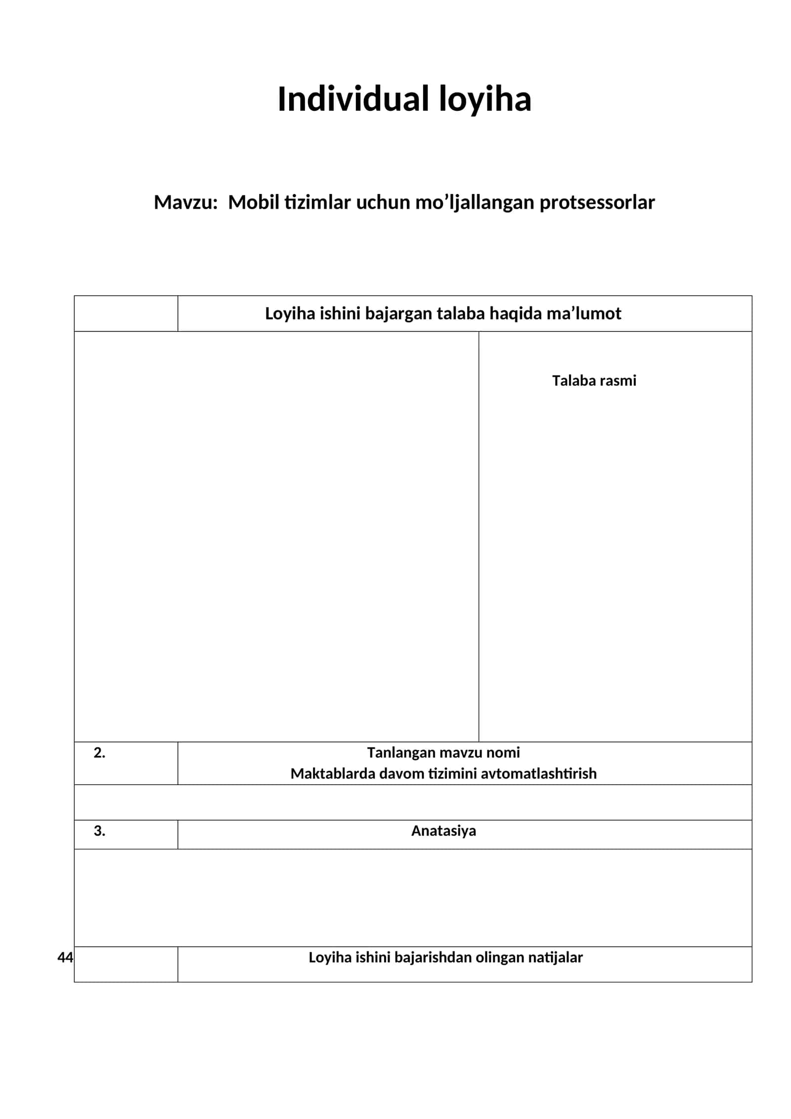 Mobil tizimlar uchun mo’ljallangan protsessorlar