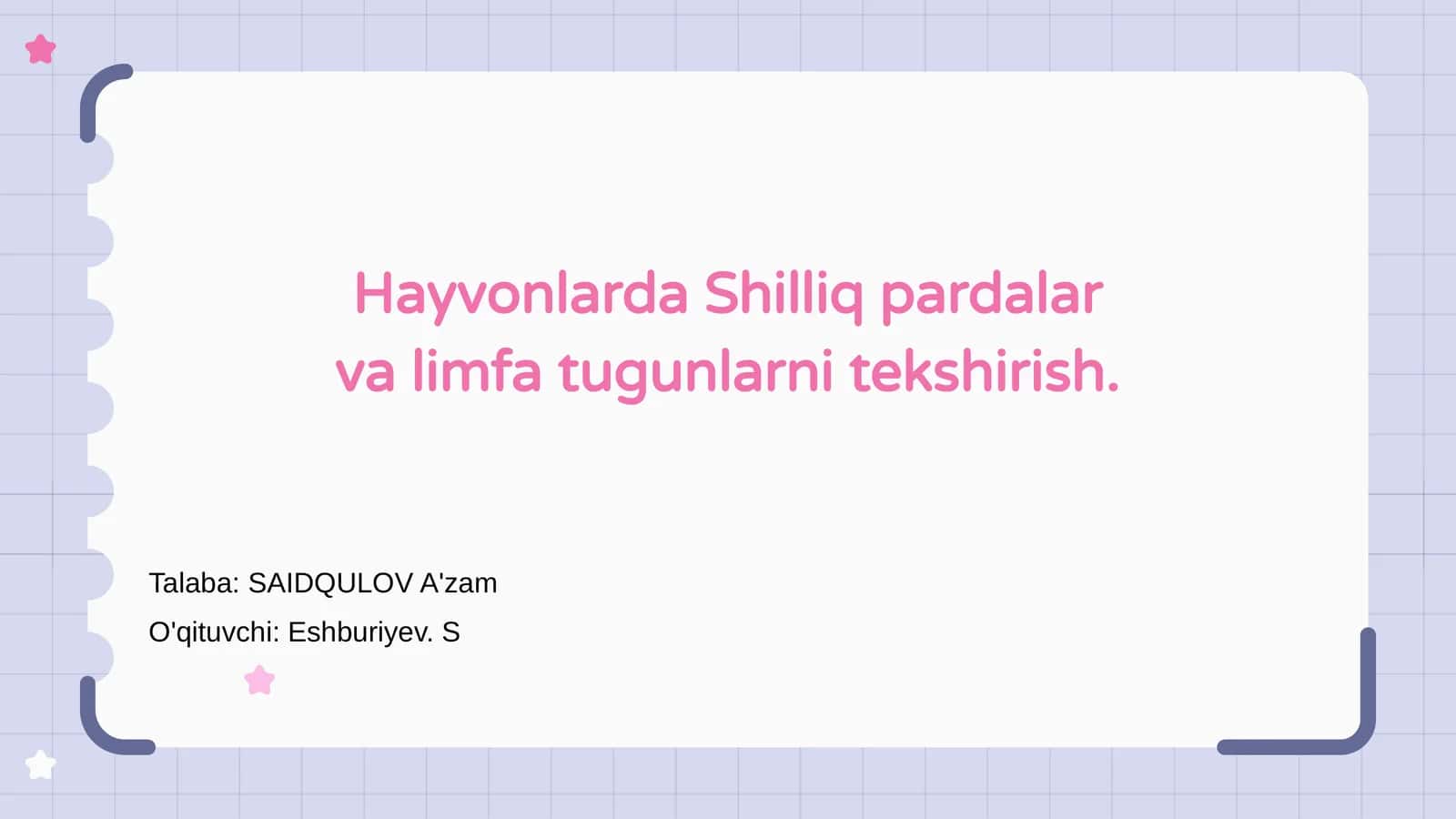 Hayvonlarda Shilliq pardalar va limfa tugunlarni tekshirish