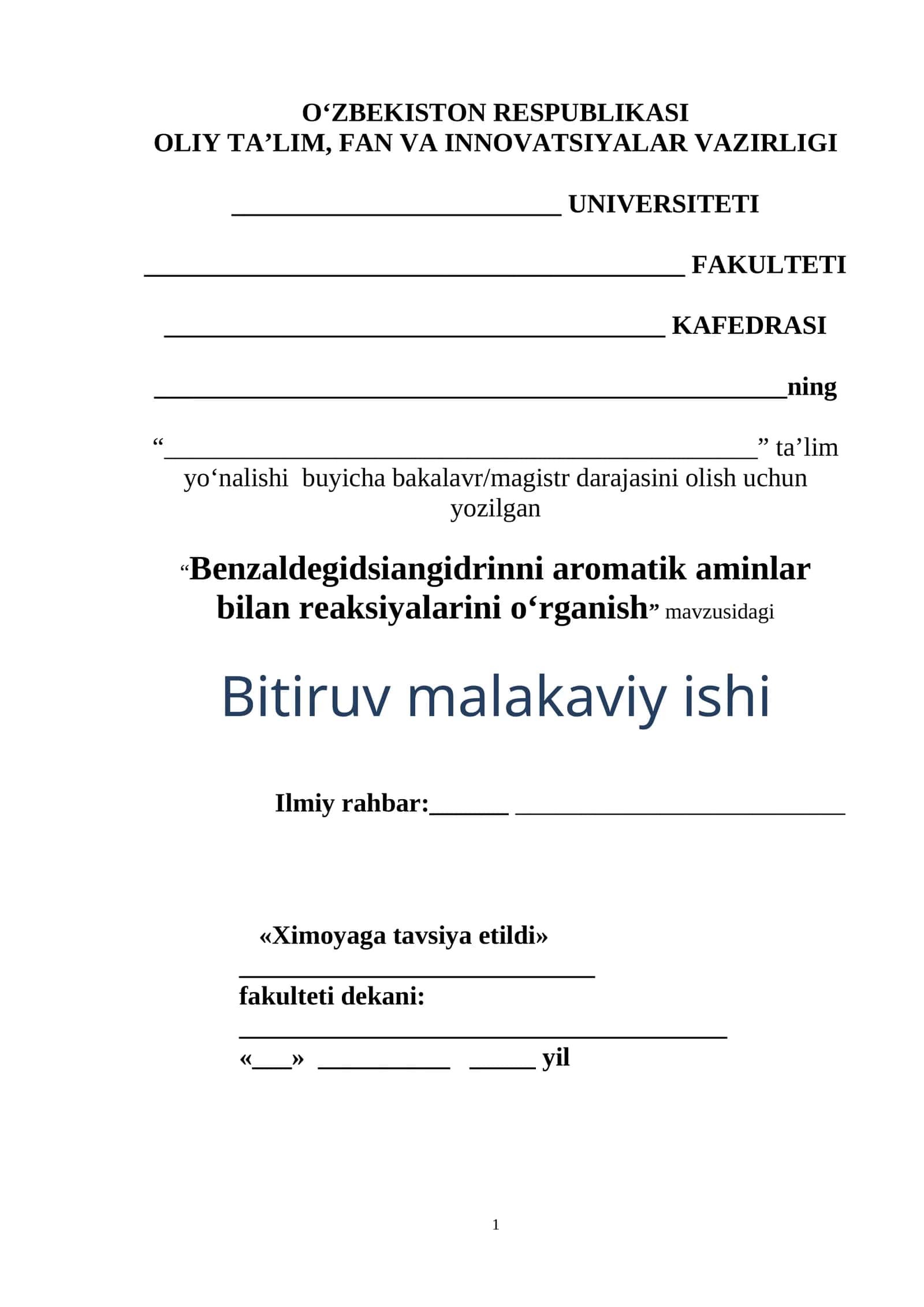 Benzaldegidsiangidrinni aromatik aminlar bilan reaksiyalarini o‘rganish