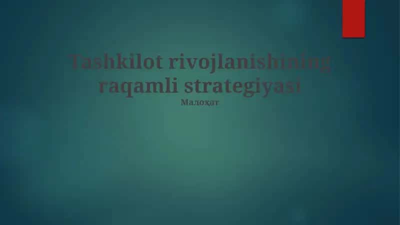 Raqamli Transformasiya Yo'l Xaritasi