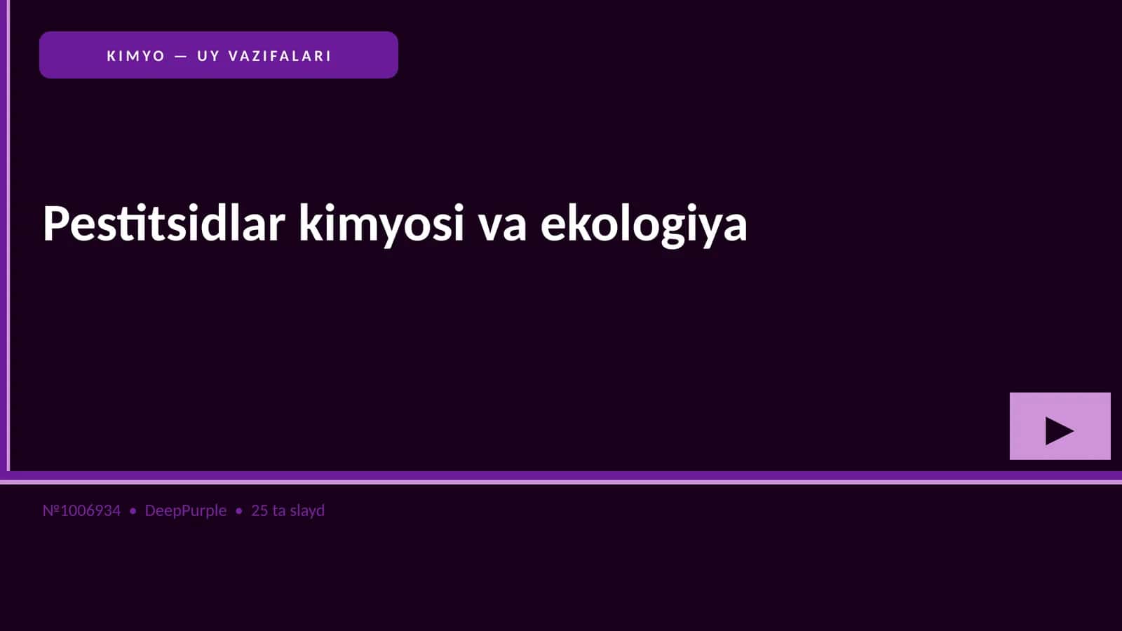 Pestitsidlar kimyosi va ekologiya