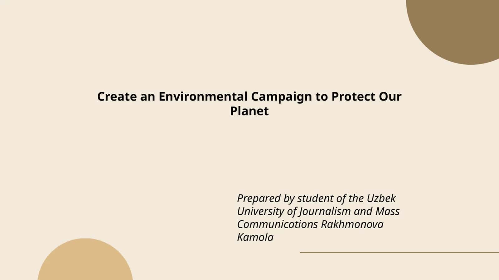 Environmental Campaign Plan
