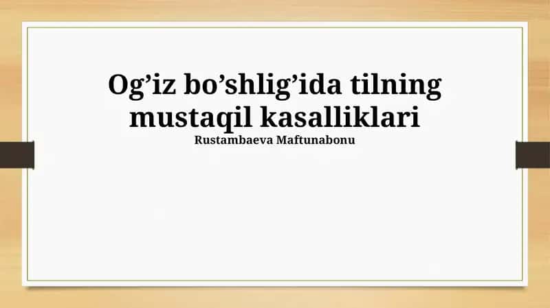 Tilning Og'riqlari (Glossodiniya)