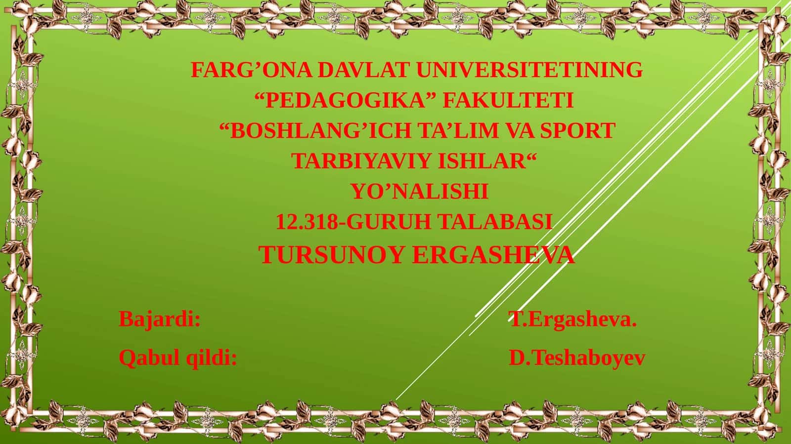 Boshlang'ich ta'lim va sport tarbiyaviy ishlar