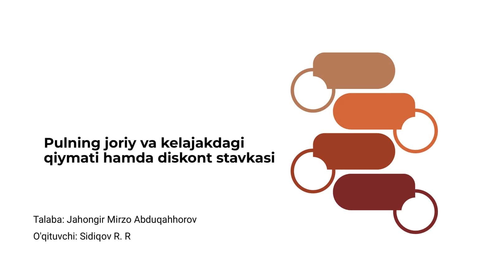Pulning joriy va kelajakdagi qiymati hamda diskont stavkasi