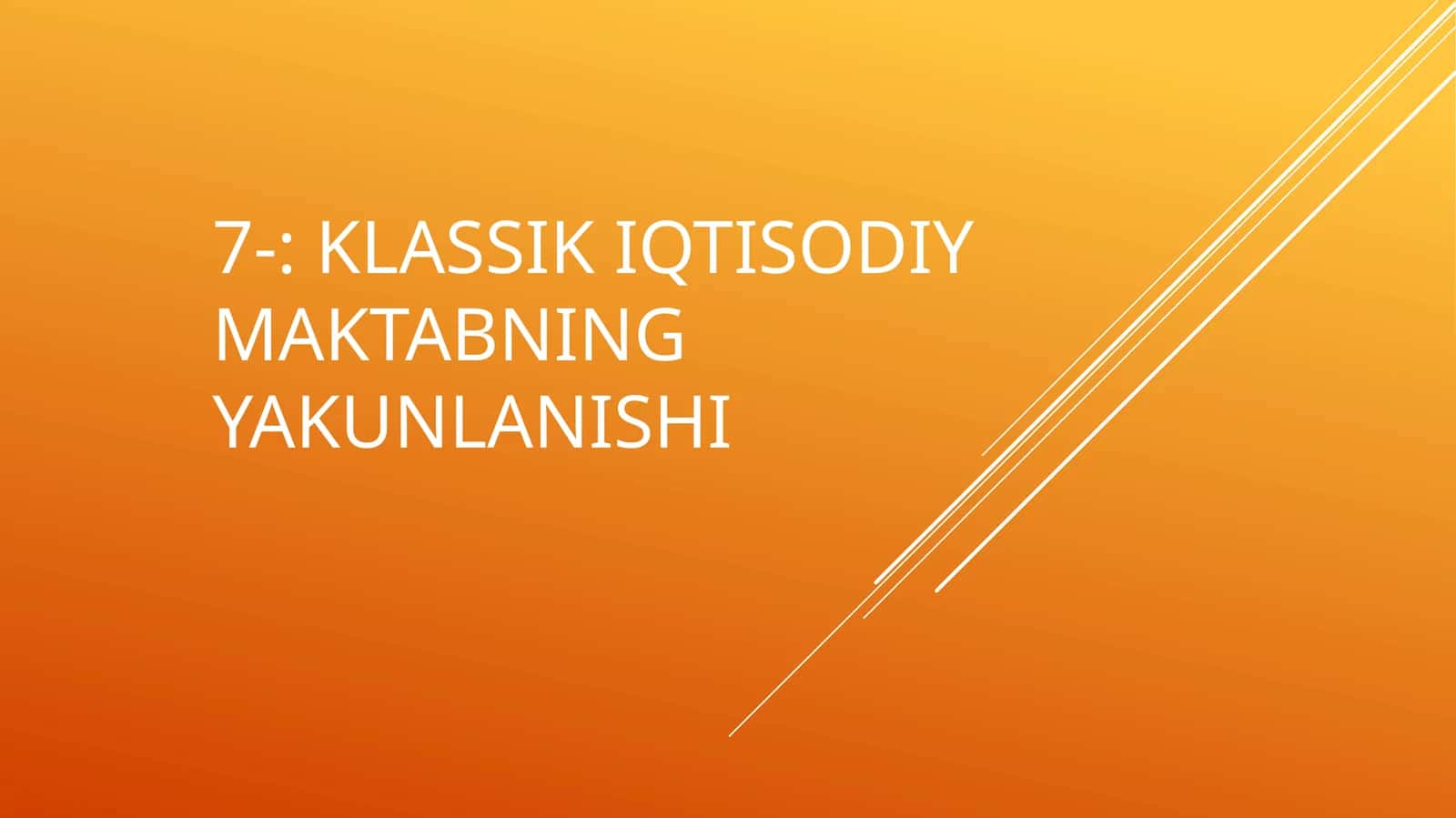 KLASSIK IQTISODIY MAKTABNING YAKUNLANISHI
