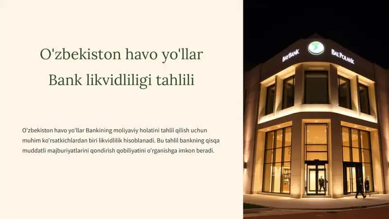 O'zbekiston havo yo'llari Banklikvidliligitahlili
