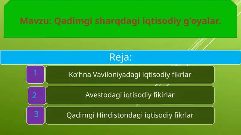 Qadimgi sharqdagi iqtisodiy g'oyalar