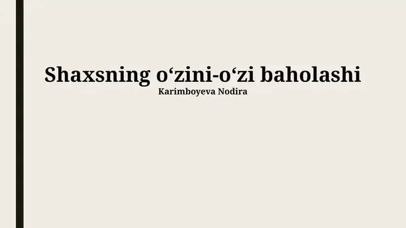 O'z-o'zini hurmat qilish