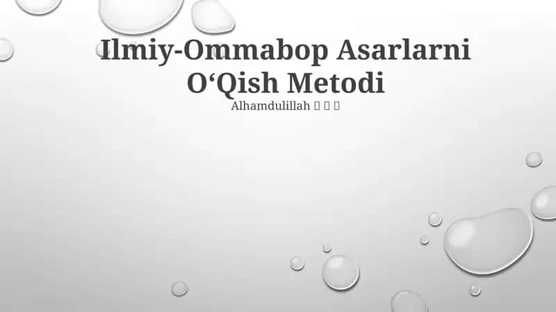 Ilmiy-Ommabop Asarlarni OʻQish Metodi
