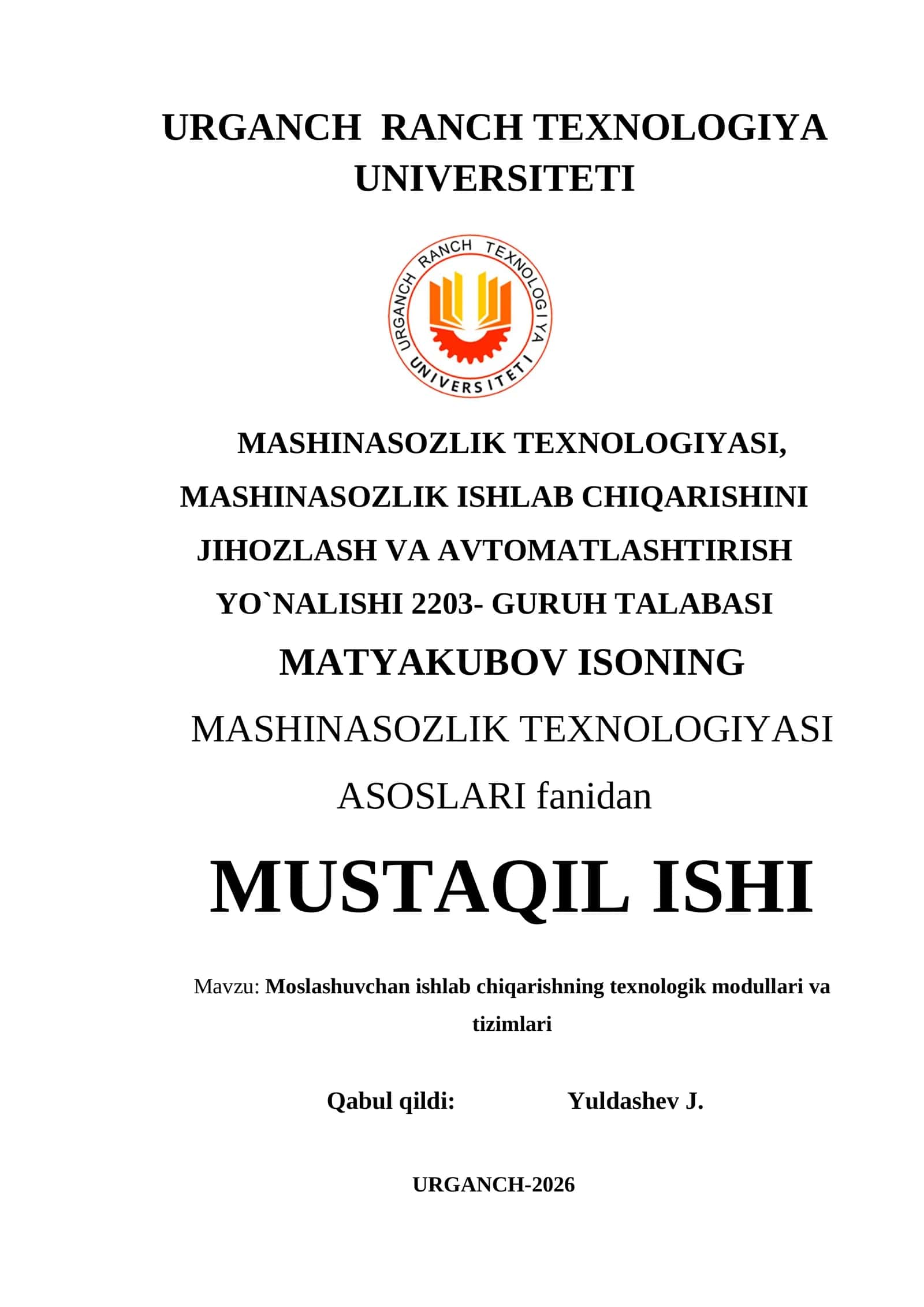 Moslashuvchan ishlab chiqarishning texnologik modullari va tizimlari