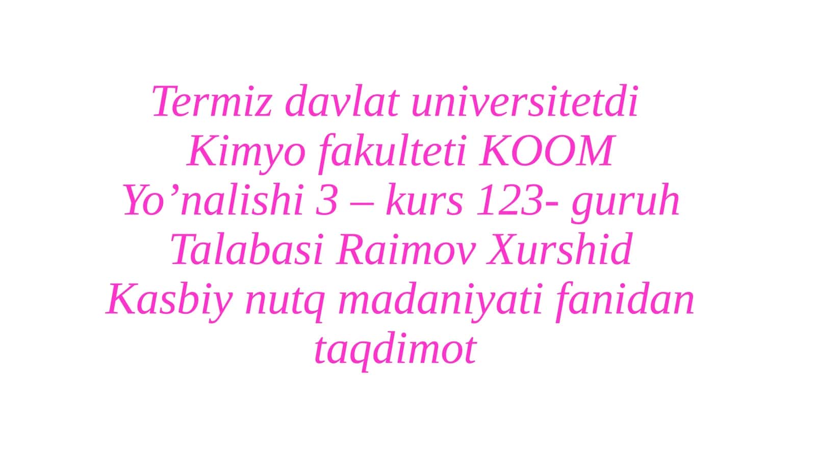 Kasbiy Muloqot va Taqdidlar