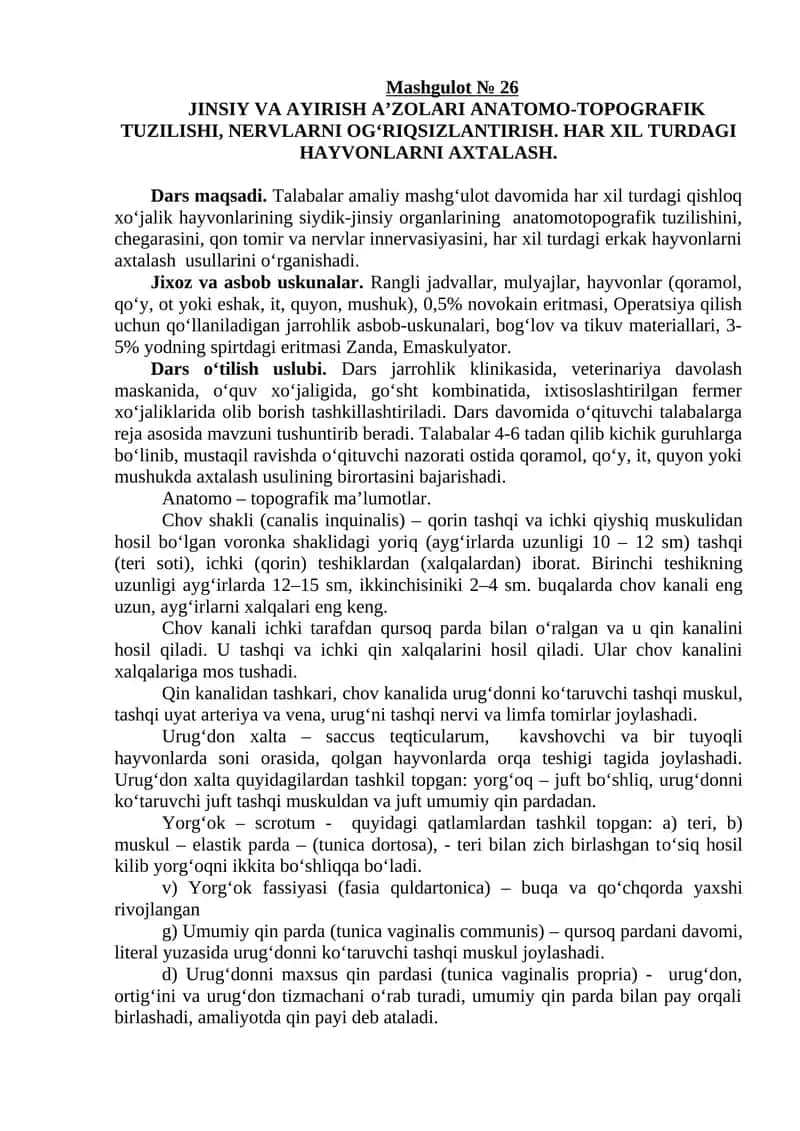 JINSIY VA AYIRISH A’ZOLARI ANATOMO-TOPOGRAFIK TUZILISHI