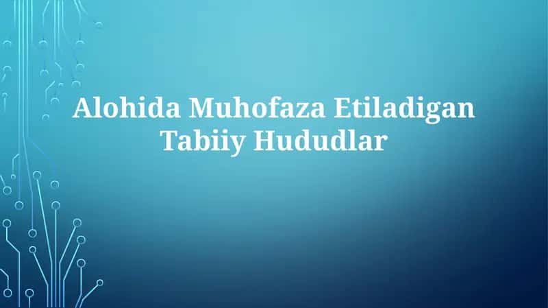 Alohida Muhofaza EtiladiganTabiiyHududlar