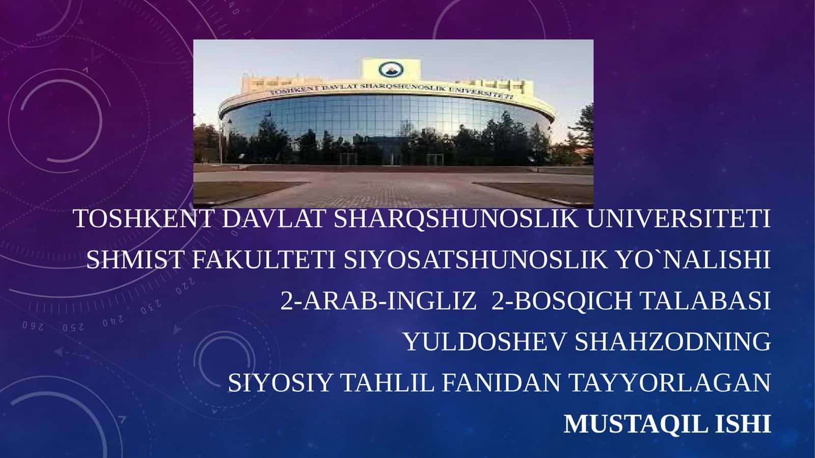 Siyosiy Tahlil fanidan tayyorlangan Mustaqil Ish