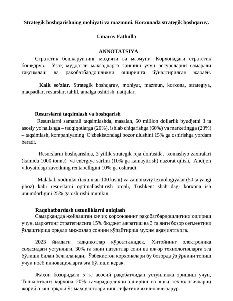 Strategik boshqaruv