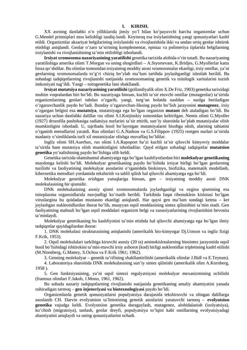 Irsiyat Genetika Tarixi