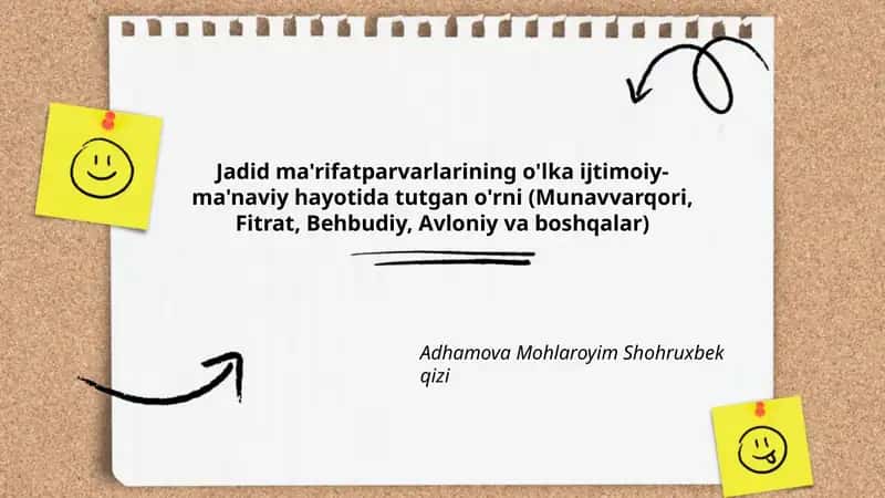 Jadid ma'rifatparvarlarining o'lka ijtimoiy- ma'naviy hayotida tutgan o'rni