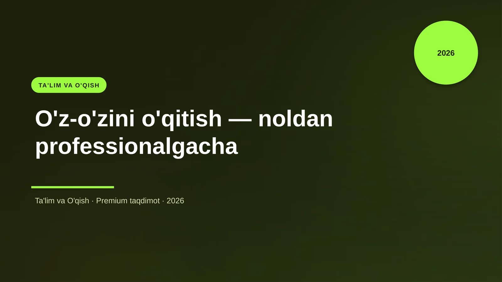 O'z-o'zini o'qitish — noldan professionalgacha