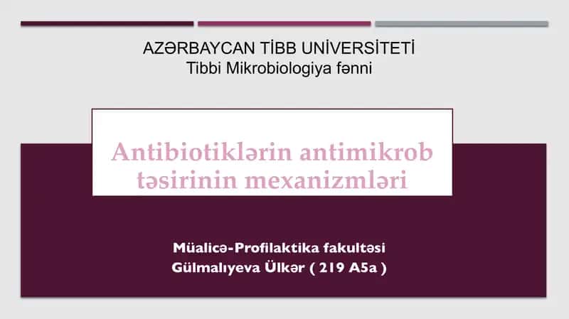 Antibiotiklərin antimikrob təsirinin mexanizmləri