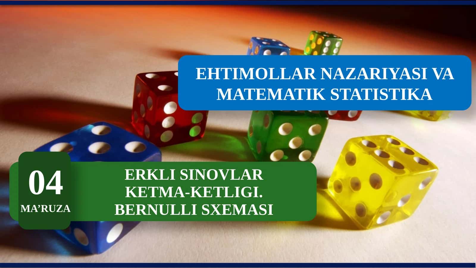 ERKLI SINOVLAR KETMA-KETLIGI. BERNULLI SXEMASI