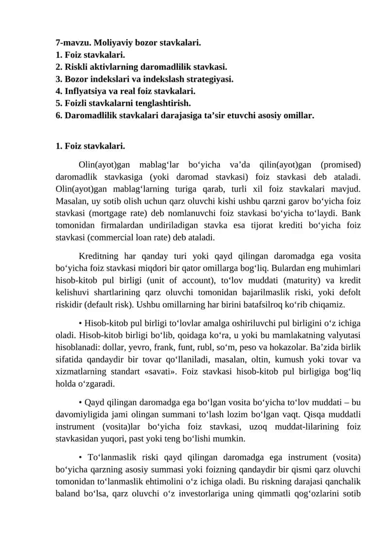 Foiz stavkalari