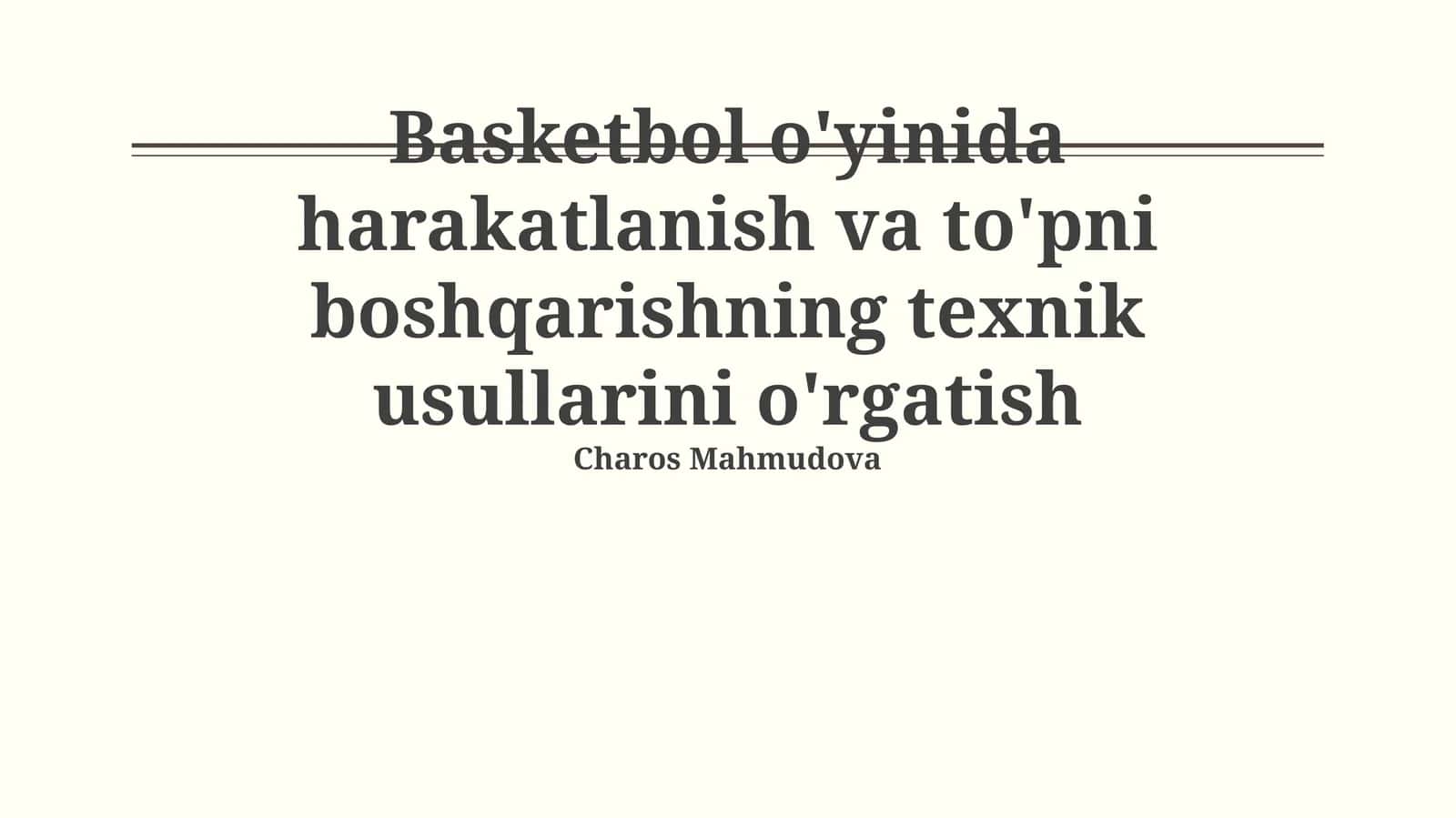 To'p bilan Muomala Texnikasini O'rgatish