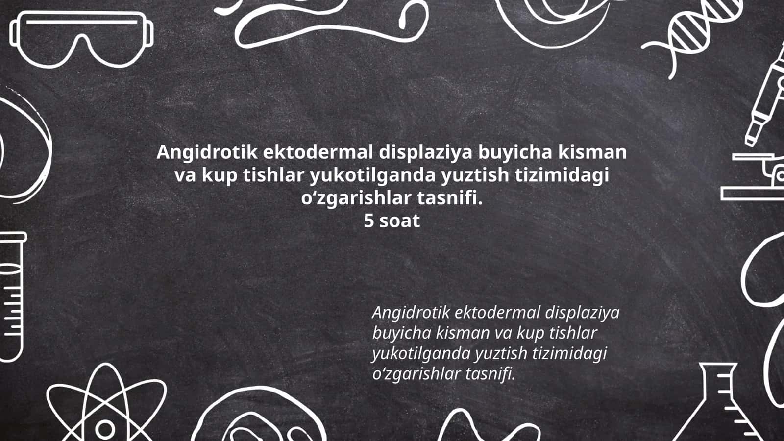 Angidrotik ektodermal displaziya buyicha kisman va kup tishlar yukotilganda yuztish tizimidagi o‘zgarishlar tasnifi