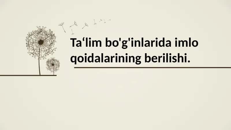 Ta‘lim bo'g'inlarida imlo qoidalarining berilishi.