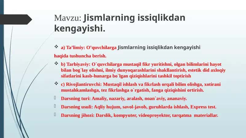Jismlarning issiqlikdan kengayishi