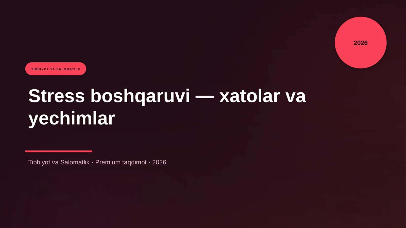 Stress boshqaruvi — xatolar va yechimlar