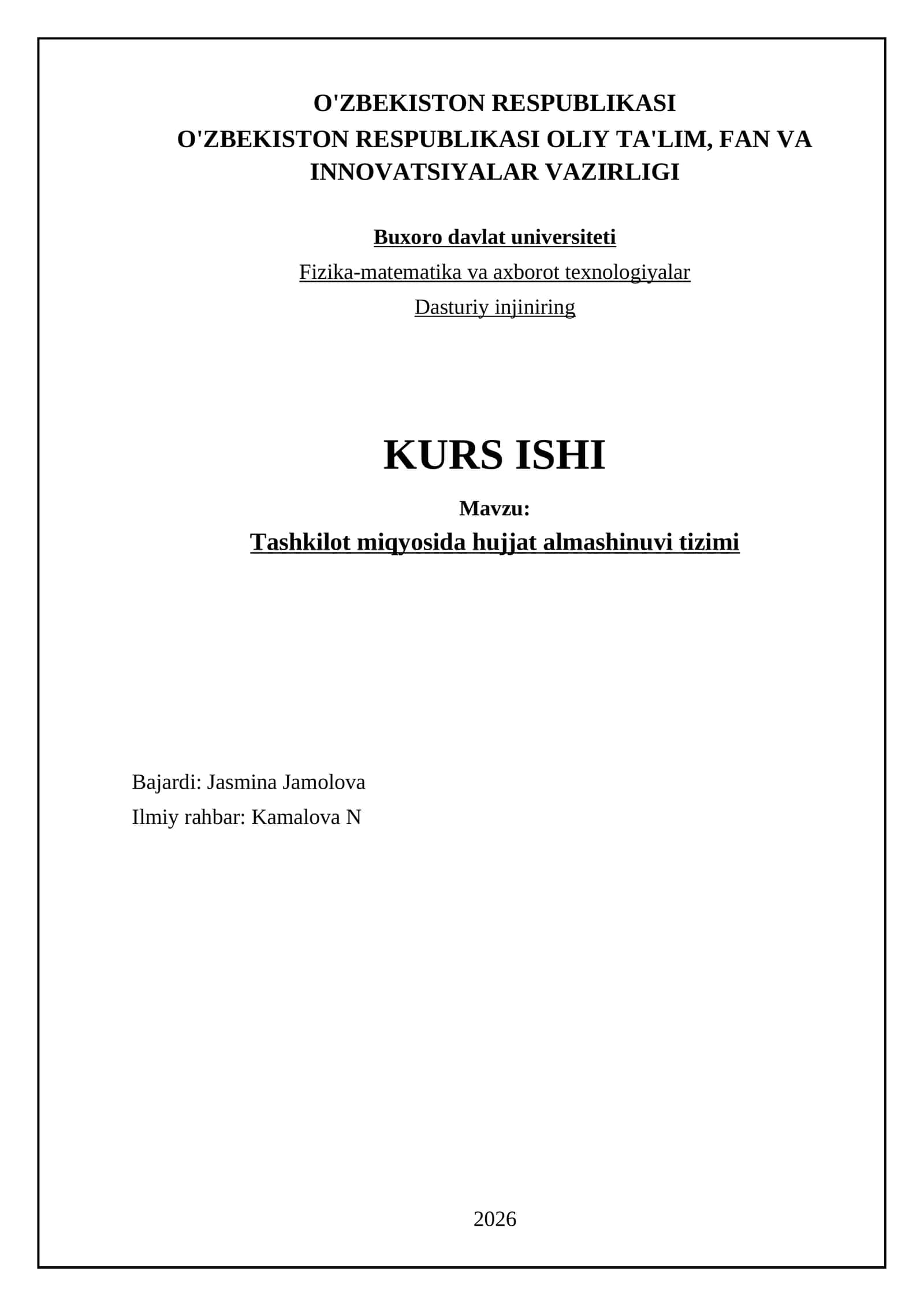 Tashkilot miqyosida hujjat almashinuvi tizimi