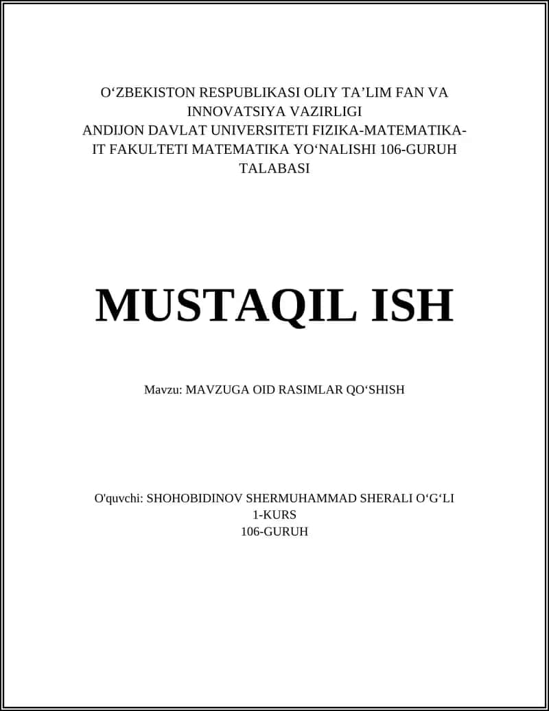 MAVZUGA OID RASIMLAR QO'SHISH