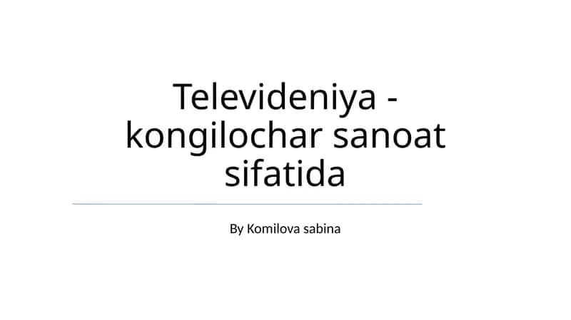 Televideniya -kongilochar sanoat sifatida