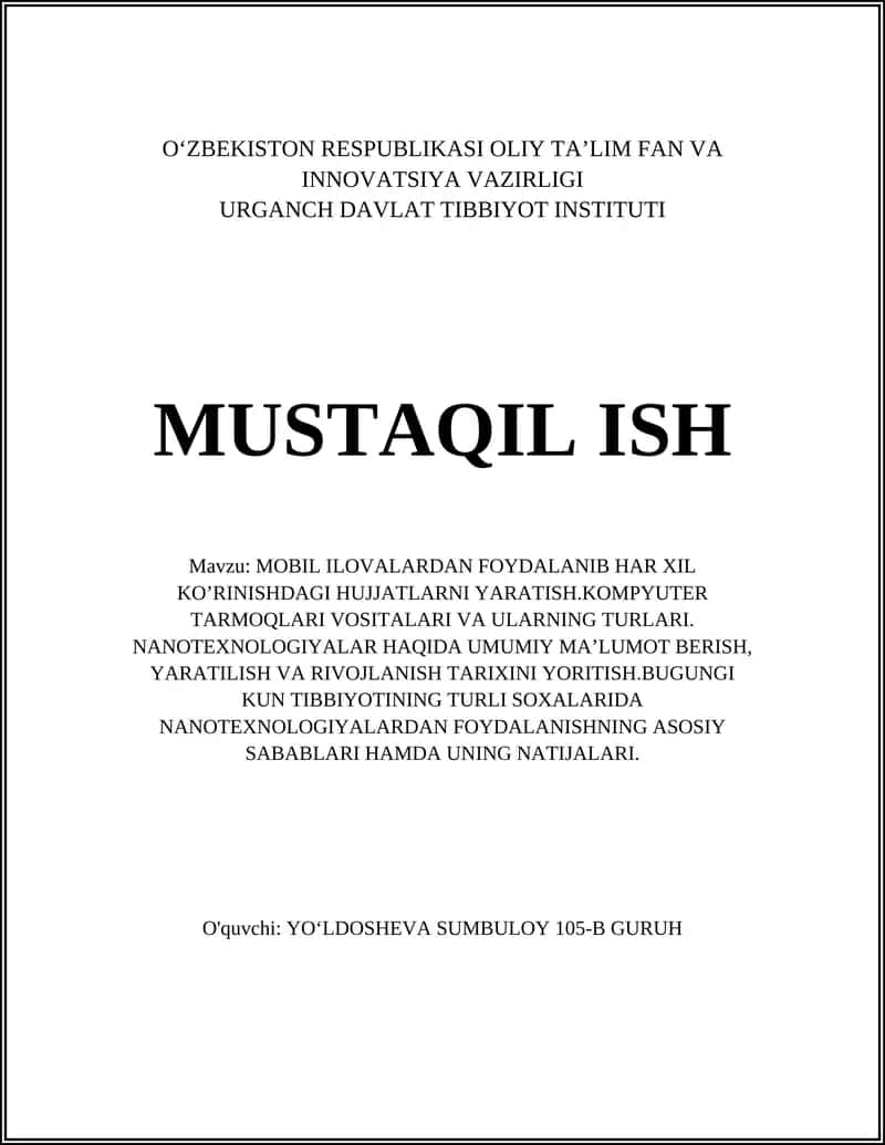 Mobil Ilovalardan Foydalanib Har Xil Ko’rinishdagi HujjatLarni Yaratish